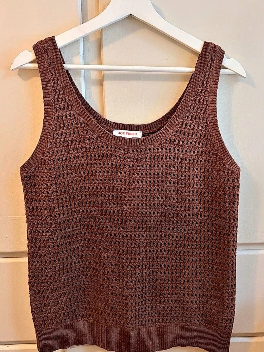 Joe Fresh Novelty Crochet Tank Top Brown Small